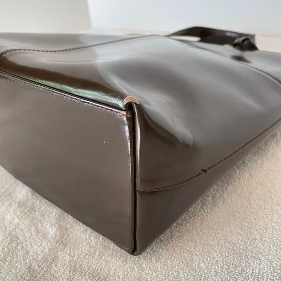 Gucci Brown Vintage Patent Leather Tote Hand Bag - Picture 10 of 16